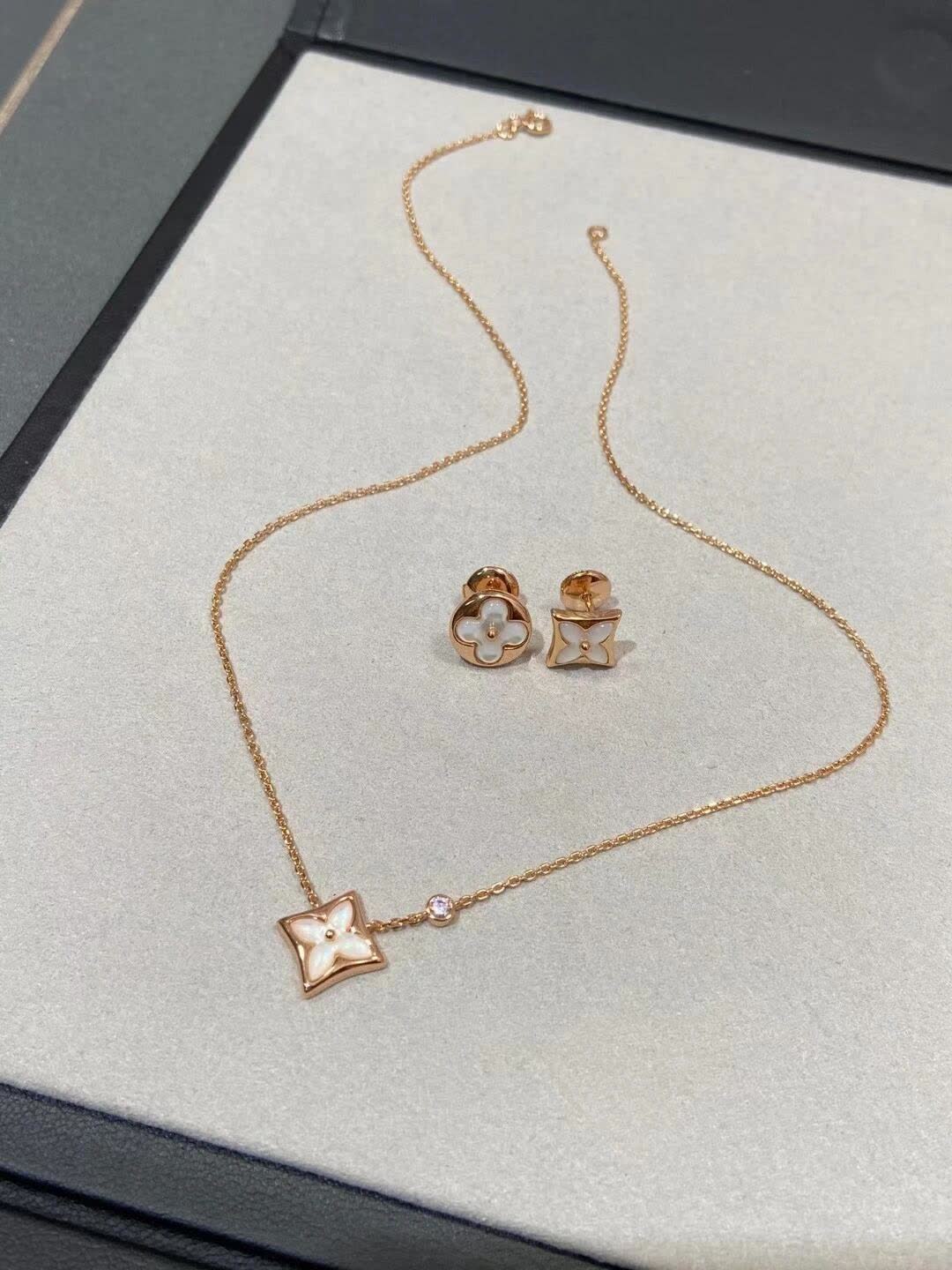 Louis Vuitton Gold Flower Earrings and Bracelet Set